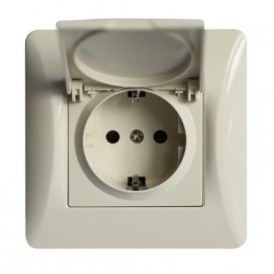 Πρίζα Σούκο με Καπάκι Μπεζ 16A Lineme H-Series 50-00114-30